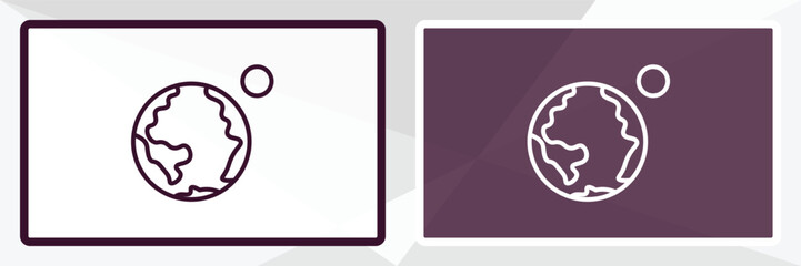 earth and moon outline icon. Linear vector from astronomy concept. Thin line white and black earth and moon icon isolated on white and dark background