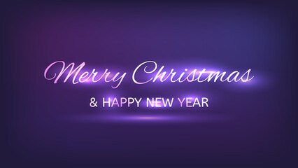 Merry Christmas and Happy New Year neon background