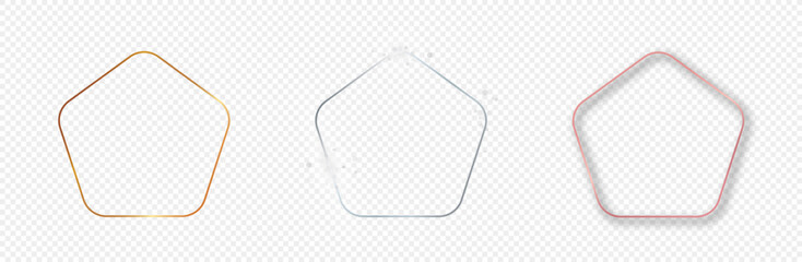 Set of three rounded pentagon frames