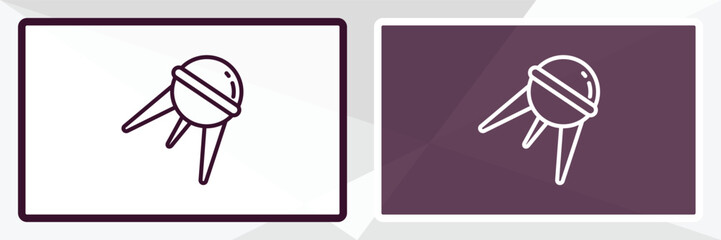 sputnik outline icon. Linear vector from astronomy concept. Thin line white and black sputnik icon isolated on white and dark background