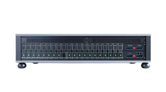 Computer server on white background