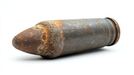 Close-up of a Rusted and Weathered Artillery Shell