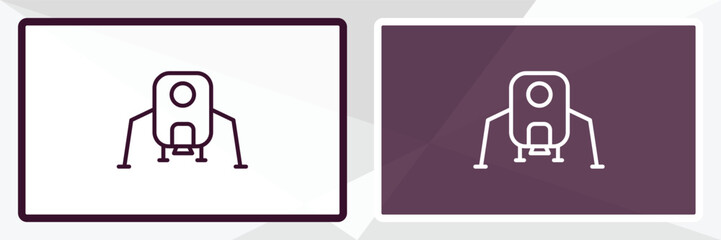 lander outline icon. Linear vector from astronomy concept. Thin line white and black lander icon isolated on white and dark background