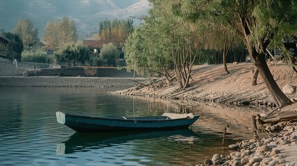 Obraz premium Cascade boat clean china natural rural. made with generative Ai 