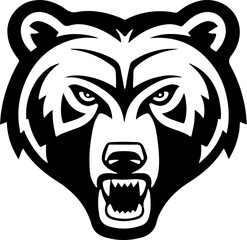 Angry bear head. Grizzly Bear Mascot Head. Design element for logo, label, sign, badge.
