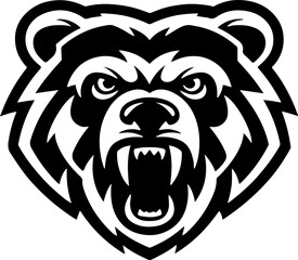Fototapeta premium Angry bear head. Grizzly Bear Mascot Head. Design element for logo, label, sign, badge.