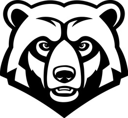 Angry bear head. Grizzly Bear Mascot Head. Design element for logo, label, sign, badge.