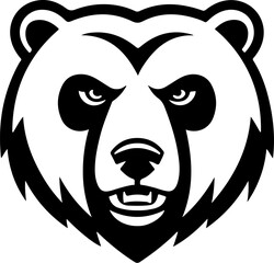 Angry bear head. Grizzly Bear Mascot Head. Design element for logo, label, sign, badge.