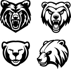 Angry bear head. Grizzly Bear Mascot Head. Design element for logo, label, sign, badge.