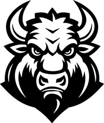 Illustration of wild bison. Design element for logo, label, sign. Vector illustration