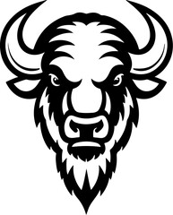 Illustration of wild bison. Design element for logo, label, sign. Vector illustration