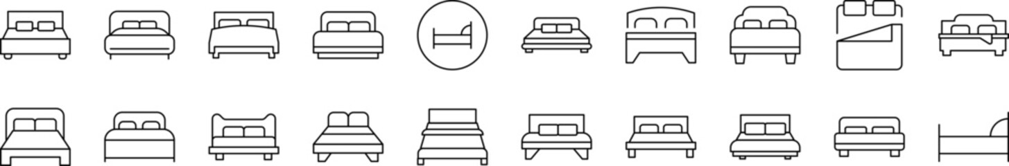 Bed Pack of Thin Icons. Editable Stroke. Suitable for Web Sites, Books, Cards, Apps