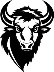 Illustration of wild bison. Design element for logo, label, sign. Vector illustration