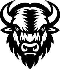 Illustration of wild bison. Design element for logo, label, sign. Vector illustration