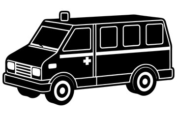 ambulance black silhouette icon, ambulance vector illustration 
,