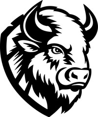 Illustration of wild bison. Design element for logo, label, sign. Vector illustration