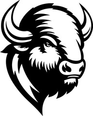 Illustration of wild bison. Design element for logo, label, sign. Vector illustration