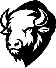 Illustration of wild bison. Design element for logo, label, sign. Vector illustration