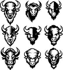 Illustration of wild bison. Design element for logo, label, sign. Vector illustration