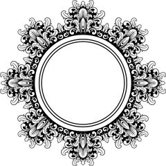 Circle ornament frame black and white. vector illustration