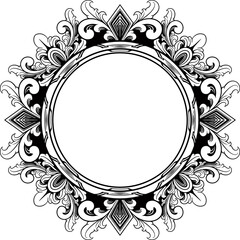 Circle ornament frame black and white. vector illustration