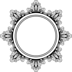 Circle ornament frame black and white. vector illustration