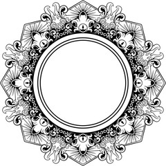 Circle ornament frame black and white. vector illustration