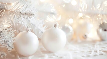 Festive decorated tree with blurred background for Christmas or New Year blank space