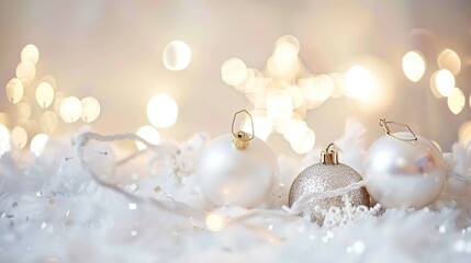 Festive decorated tree with blurred background for Christmas or New Year blank space