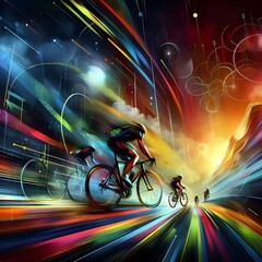 Abstract colorful road cycling sports race illustration.