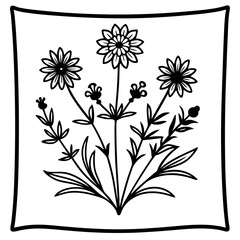 Delicate Vintage Wildflower Bouquet Vector Illustration Perfect for Nature Lovers
