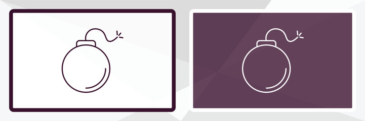 bomb outline icon. Linear vector from army and milatry concept. Thin line white and black bomb icon isolated on white and dark background