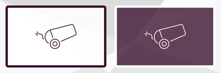 canon outline icon. Linear vector from army and milatry concept. Thin line white and black canon icon isolated on white and dark background