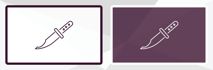 knife outline icon. Linear vector from army and milatry concept. Thin line white and black knife icon isolated on white and dark background