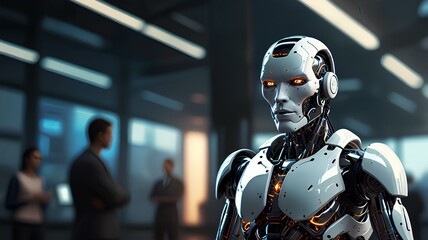 An Artificial intelligence robot. Modern futuristic cyborg robot illustration.