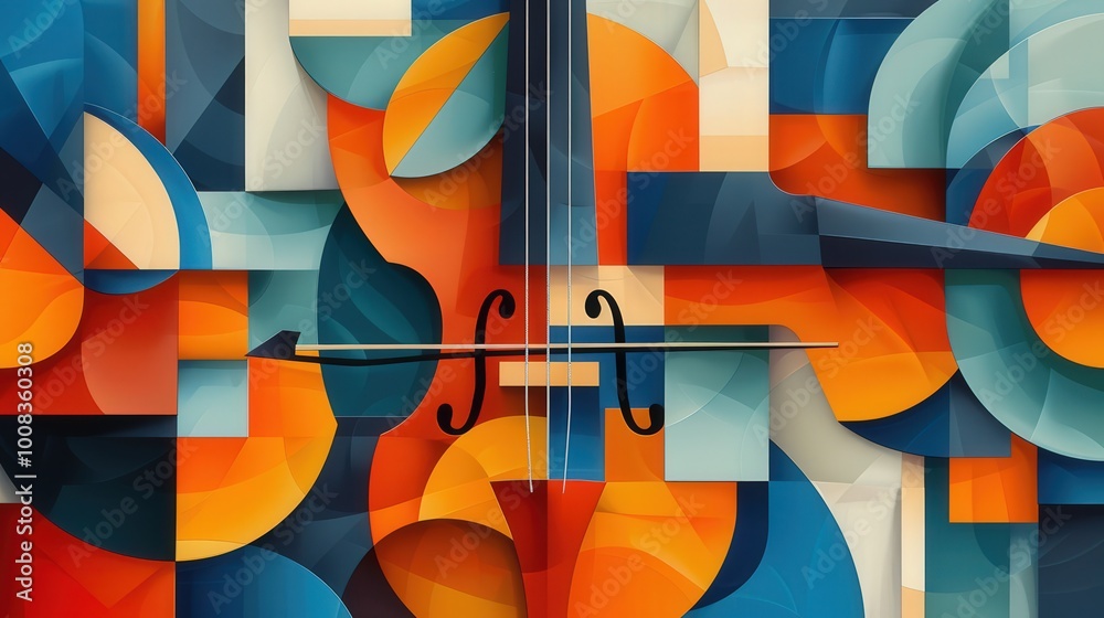 Wall mural harmonious geometry, a vibrant interplay of 3d shapes creating a visual symphony, blending color and