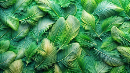 Green feathers background