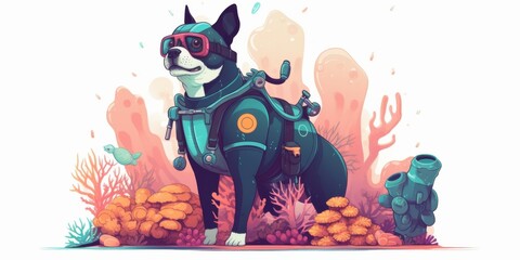 Heroic Dog in a Superhero Costume