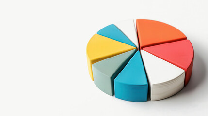 Obraz premium Three-Dimensional Clay Pie Chart for Marketing Analysis, showcasing distinct segments in a vibrant color palette, designed to enhance data representation and engagement.