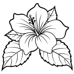 Beautiful hibiscus in autumn leaves vector illustration for nature lovers
