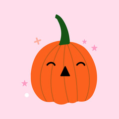 Cute halloween pumpkin. Halloween happy pumpkin illustration. Childish print trick or treat