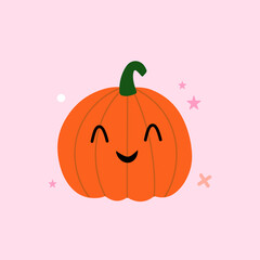 Cute halloween pumpkin. Halloween happy pumpkin illustration. Childish print trick or treat