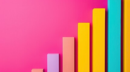 Fototapeta premium Vibrant Abstract Bar Graphs for Growth Promotion, dynamic upward trends illustrated in bold colors, ideal for showcasing business achievements and marketing messages.