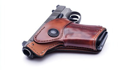 Handgun Holster with a Brown Leather Covering
