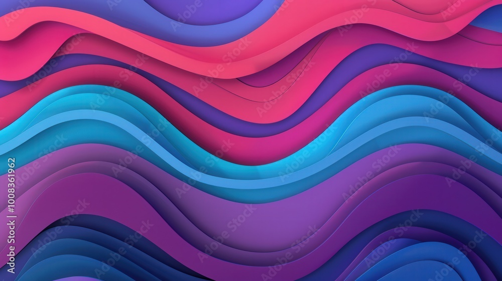 Canvas Prints dynamic flowing waves, an abstract composition featuring smooth, intertwining curves and vibrant col