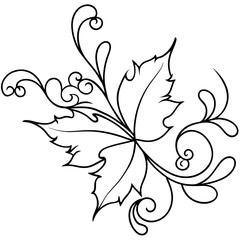 Elegant Vector Illustration of Autumn Floral Scrollwork Design Elements

