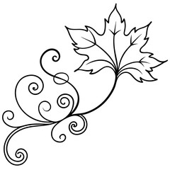 Vibrant Autumn Floral Scrollwork Vector Illustration for Seasonal Decor
