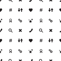Seamless pattern with social media icons. Texture background with internet network icons. Web signs wallpaper template. Black pictograms isolated on white.