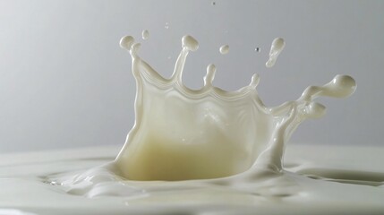 Fresh milk pouring into a glass with splashes and drops, showcasing its creamy texture and healthy, refreshing liquid in motion