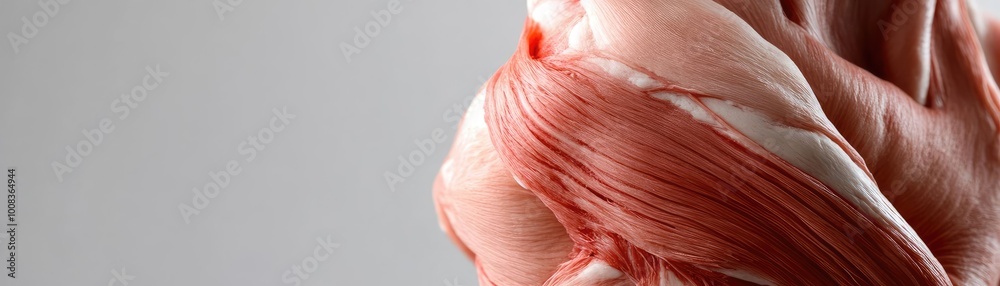 Poster Close-up view of a human muscle structure, highlighting the intricate details and textures of muscle fibers in a scientific context.